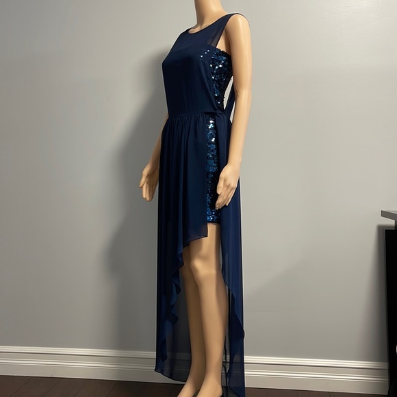 bcbgmaxazria navy blue dress Allure Blue Sequined Maxi Dress